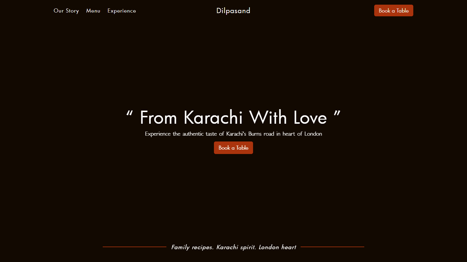 Dilpasand live restaurant homepage